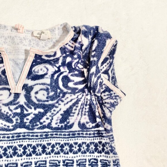 5/$25 Crewcuts terry cloth blue white printed short sleeve swimsuit cover‎ dress - Picture 4 of 6